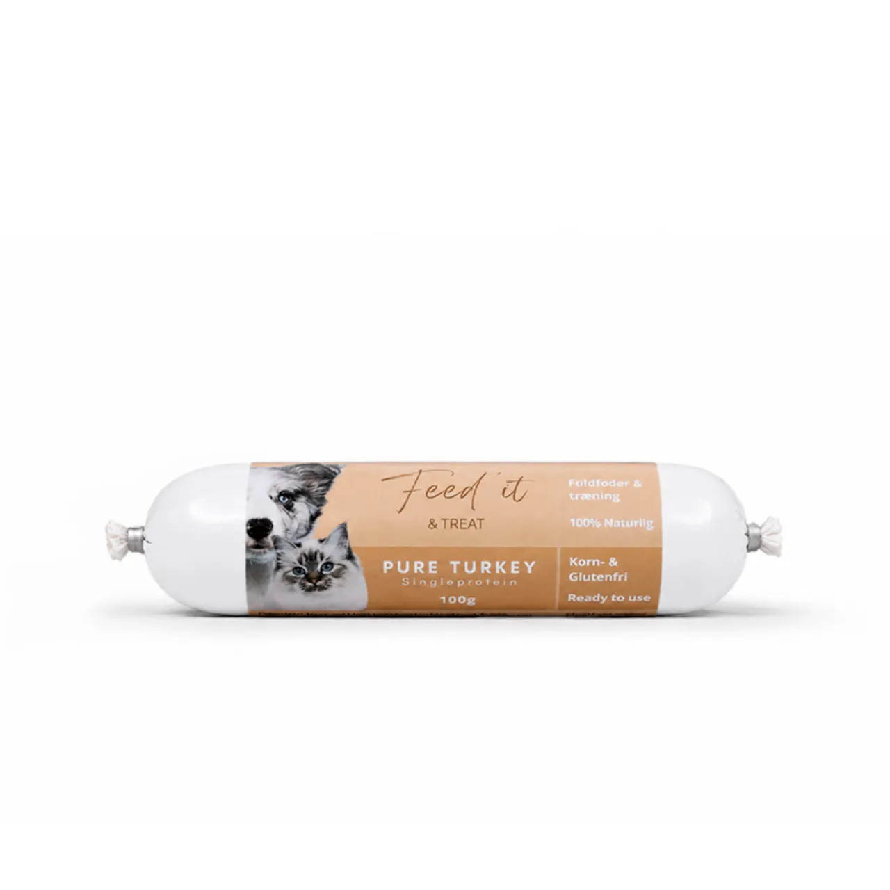 Feedit & Treat Pure kalkun 100 g - naturlig kalkunskærepølse til hund og kat